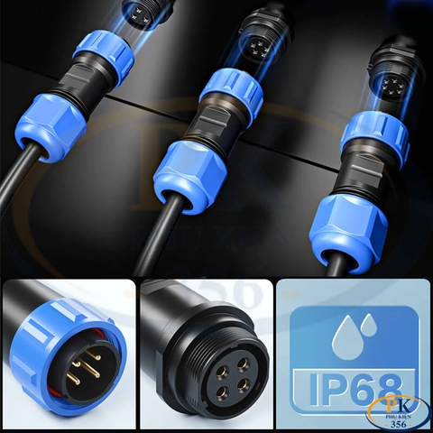 Đầu Nối Điện Chống Nước Âm Dương SP21 Chuẩn IP68 2 Đến 12 Lõi Bắt Vít Dùng Cho Dây 7 Đến 12mm