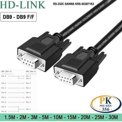 Cáp DB9 RS232C nối chéo 2 đầu âm dùng cho SANWA KRS-403XF1K2 RS232C 9F-9F (1M–30M)