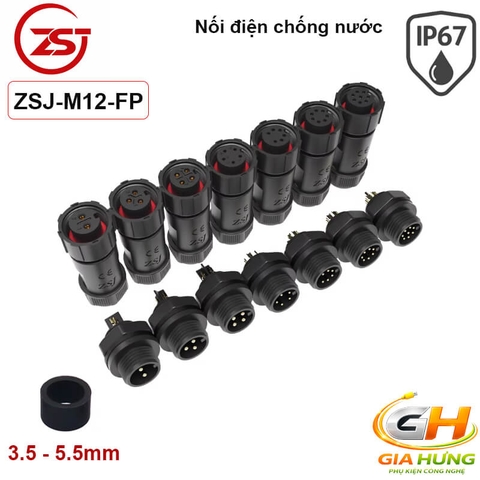 Đầu Cút Nối Dây Điện Chống Nước IP68 Lắp Bảng Điều Khiển ZSJ M12-FP Dùng Cho Dây 2–8 Lõi Chính Hãng