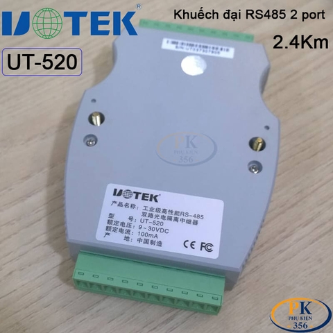 Bộ Repeater Khuếch Đại Và Kéo Dài Tín Hiệu RS485 2 Port 2.4Km UTEK UT-520