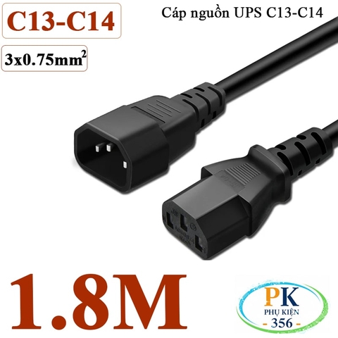 Dây Cáp nguồn IEC320 C13 C14 3x0.75mm² 10A 250V – Dây nối dài UPS, PC, PDU 0.5M - 3M
