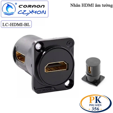 Nhân nối HDMI 2.0 âm tường lắp mặt máy Coraon LC-HDMI-B - cắm thẳng