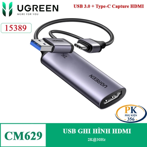 USB Type C ghi hình Livestream HDMI 4K@30Hz Ugreen 15389 CM629