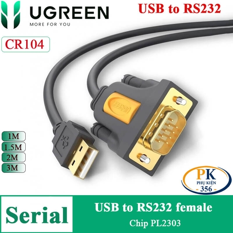 Cáp chuyển đổi USB sang RS232 COM DB9 UGREEN CR104 20211 dài 1.5M chíp PL2303