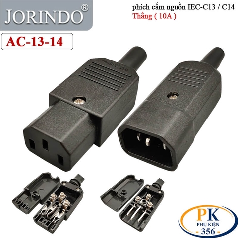 Phích Cắm Nguồn IEC 60320 C13 10A 250V JORINDO AC-13-14 Thẳng