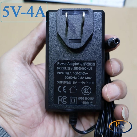 Bộ Nguồn DC Adapter 5V-4A ZB050400-4US – Jack DC 5.5×2.5mm, Dây 1.5M