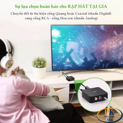 Bộ chuyển audio Quang optical Coaxial sang AV 3.5mm chính hãng Ugreen 30523