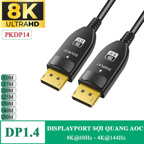 Dây DisplayPort 1.4 Sợi Quang 8K (10M–100M) – Cáp DP Fiber Optic 4K@144Hz Cao Cấp PKDP14