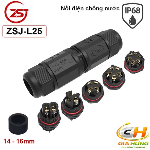 Đầu Cút Chia Dây Điện Chống Nước IP68 Thẳng ZSJ L25-2P Dùng Cho Dây 2–6 Lõi Chính Hãng