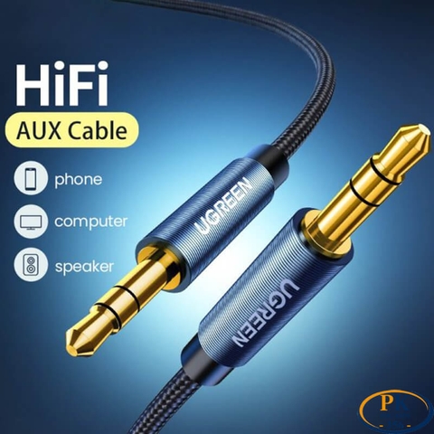 Dây Audio AUX 3.5mm Ugreen AV112 dài 1M – 5M Dây Bọc Lưới Cao Cấp