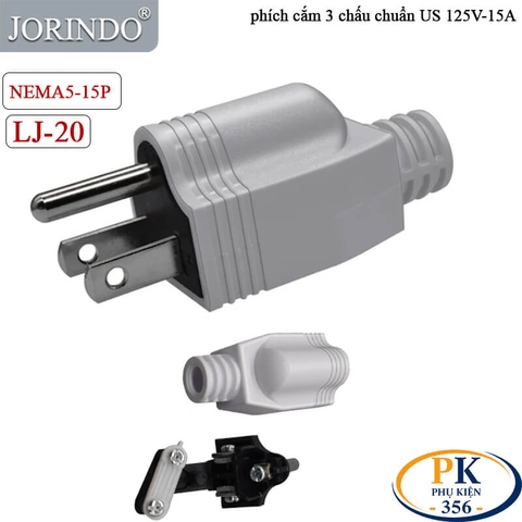 Đầu Phích Cắm Nguồn 3 Chấu Mỹ US NEMA 5-15P 125V/15A LJ-20