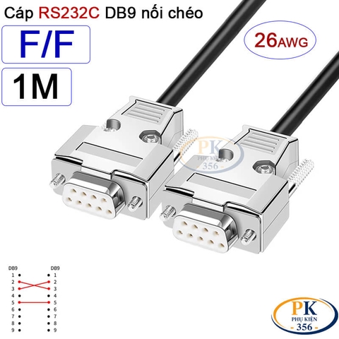 Dây cáp RS232C DB9 nối chéo 2 đầu cái Null Modem 26AWG vỏ thép 0.5M-40M