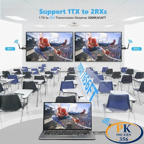Bộ Chia HDMI Không Dây 1 Ra 2 WL084 200m 1080P60Hz Băng Tần Kép 2.4G/5G