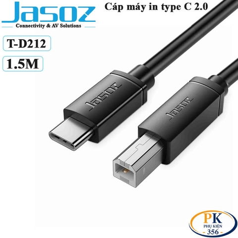 Dây Cáp Máy In USB Type-C 2.0 Sang USB BM Jasoz D121 T-D212 Dài 1.5M Chính Hãng Tốc Độ 480Mbps