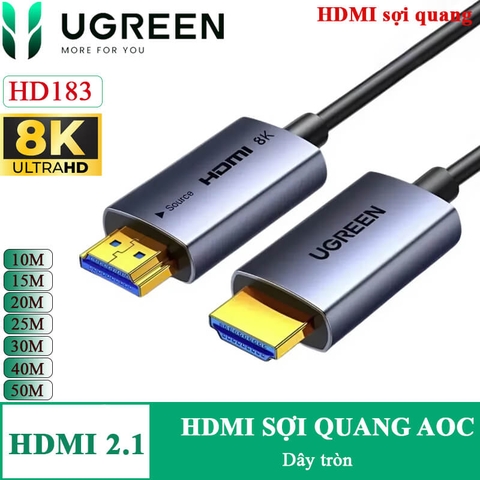 Dây cáp HDMI sợi quang AOC 2.1 chuẩn 8K@60Hz, 4K@240Hz chính hãng Ugreen HD183 dài 10M – 50M