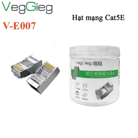 Hạt mạng, đầu bấm RJ45 CAT5E SFTP VEGGIEG V-E007 (Hộp 100 hạt)