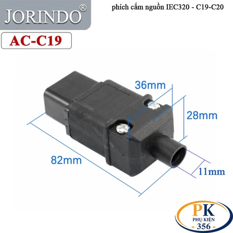 Phích Cắm Nguồn IEC 60320 C19 16A 250V JORINDO AC-19-20