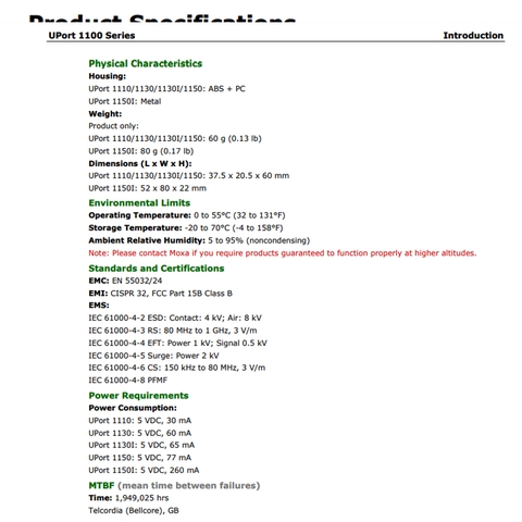 Cáp chuyển USB to RS232 Serial port DB9 moxa Uport 1110