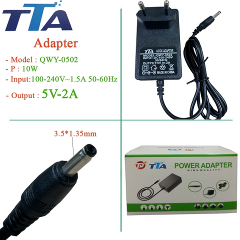 Nguồn Adapter TTA 5V-2A Chân 3.5x1.35mm QWY-0502