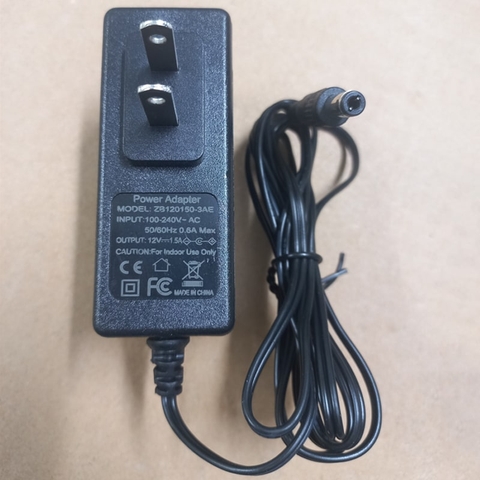 Nguồn DC 12V-1.5A ZB120150-3AE  – Chân 5.5×2.5mm, Dây 1.5m cho camera
