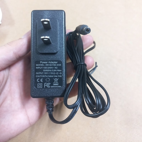 Nguồn DC 12V-1.5A ZB120150-3AE  – Chân 5.5×2.5mm, Dây 1.5m cho camera