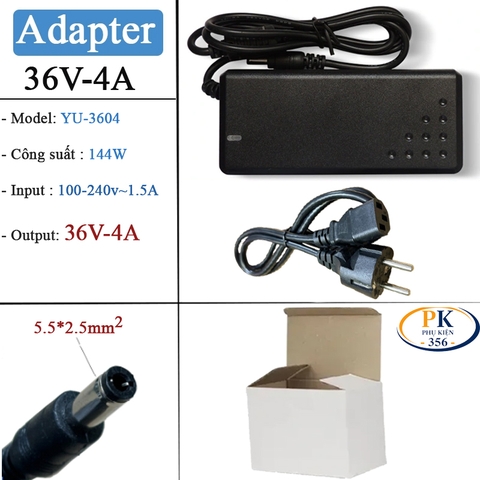 Nguồn DC 36V 4A 144W YU3604 – Adapter AC/DC 36V, Jack 5.5×2.5mm Chính Hãng