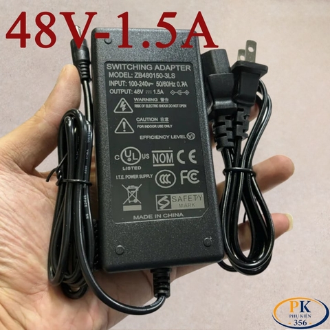 Nguồn DC Adapter 48V-1.5A 72W ZB480150-3LS – Chân C13 – Có Đèn Báo