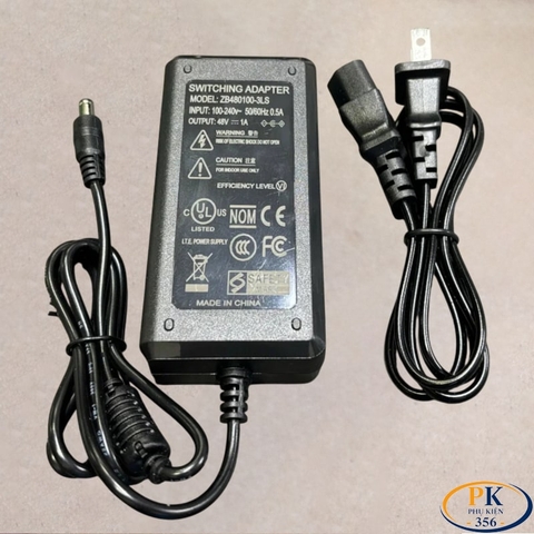 Nguồn DC Adapter 48V-1A ZB480100-3LS – Chân C13 – Có Đèn Báo
