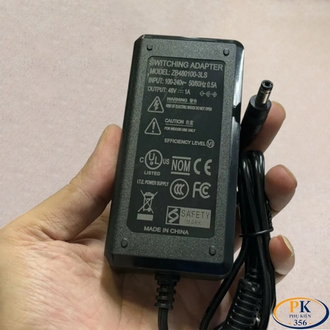Nguồn DC Adapter 48V-1A ZB480100-3LS – Chân C13 – Có Đèn Báo