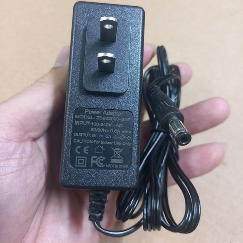 Nguồn DC 9V-2A ZB902000-3AE – Adapter Chân 5.5×2.5mm, Dây 1.5m, 18W