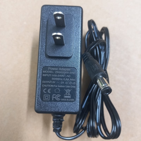 Nguồn DC 9V-2A ZB902000-3AE – Adapter Chân 5.5×2.5mm, Dây 1.5m, 18W