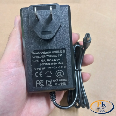 Nguồn DC 9V-3A ZB090300-3SE – Adapter Chân 5.5×2.5mm, 27W, Dây 1.5m
