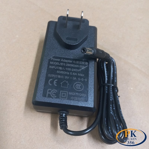 Nguồn DC 9V-3A ZB090300-3SE – Adapter Chân 5.5×2.5mm, 27W, Dây 1.5m