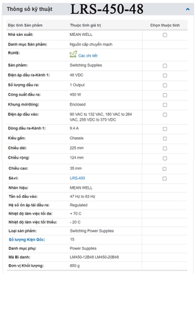 Bộ nguồn led 48V-9.4A Meanwell LRS-450-48 450W 48V