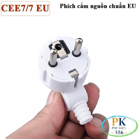Đầu phích cắm nguồn EU CEE 7/7 Schuko GAPC-01 250V 16A có tiếp địa chân thẳng màu đen