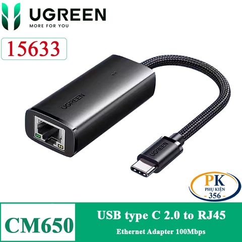 Ugreen 15633 USB type C 2.0 to lan RJ45 100Mbps Ethernet Adapter CM650