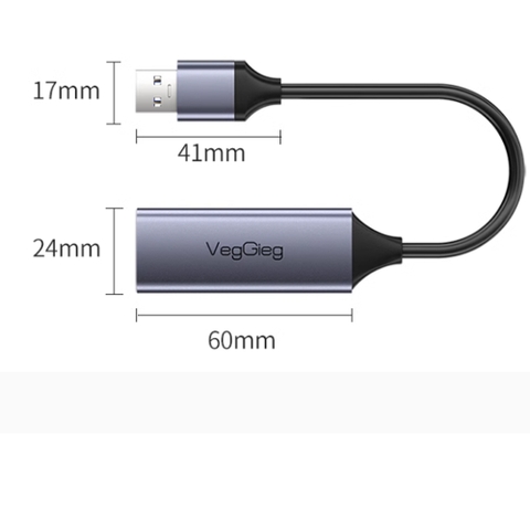 Cáp chuyển đổi USB 2.0 sang mạng LAN RJ45 100Mbps, USB 2.0 to lan RJ45 VEGGIEG V-K307