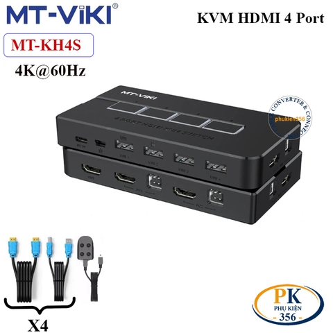Bộ chuyển mạch KVM Switch HDMI 2 cổng 4K@60Hz MT-viki MT-KH2S
