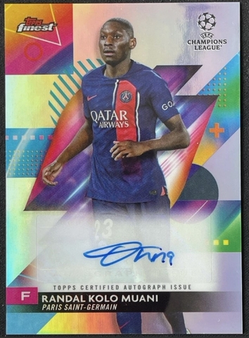 Randal Kolo Muani 2023-24 Topps Finest UCL Refractor Auto PSG TLO