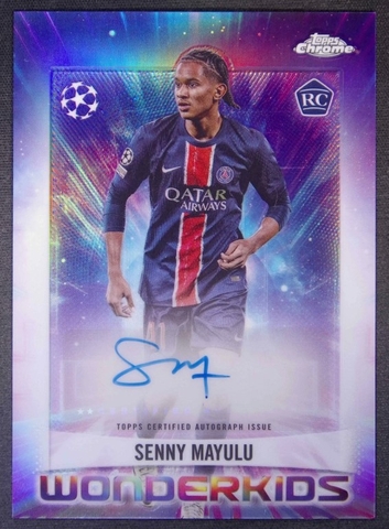 2024-25 Topps Chrome UEFA Senny Mayulu RC Rookie Wonderkids Auto PSG TLO