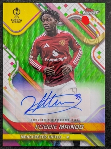 2024-25 Topps Finest KOBBIE MAINOO 29/99 Auto Neon Green Wave Refractor MU TLO