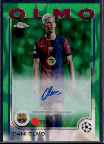 2024-25 Topps Chrome UEFA Dani Olmo Auto Green Lava Refractor #/99 Barcelona BARCA TLO