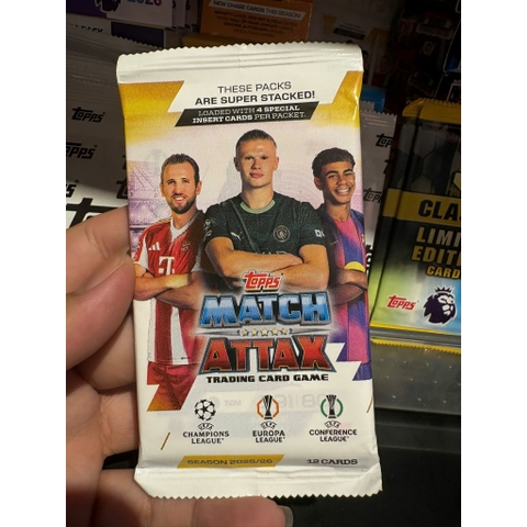 Gói thẻ bóng đá Topps Match Attax 2025/26 Pack 12 thẻ
