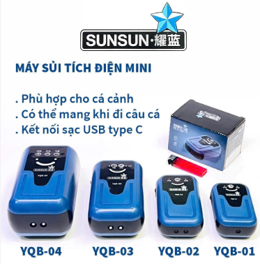 🐠 MÁY SỦI OXY TÍCH ĐIỆN SUNSUN YQB-01 / YQB-02 / YQB-03 – SIÊU ÊM, CHỐNG MẤT ĐIỆN CHO HỒ CÁ 🐠