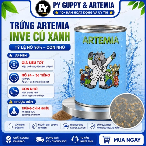 Trứng Artemia mỹ INVE cú xanh 2 * Sao( TLN 85% )