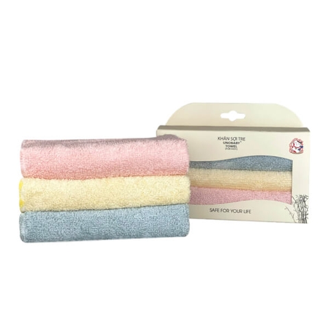 Set 3 khăn mặt sợi tre S'Baby Unobaby 25x25 cm