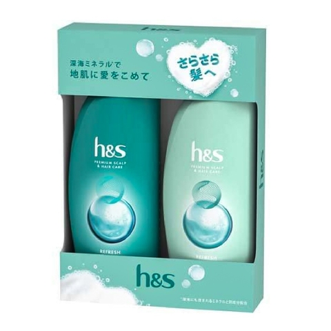 Dầu gội xả HS Premium Scalp & Hair Care 370ml (3 loại) (Xanh lá - Bạc Hà)