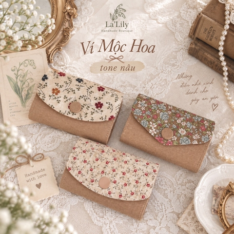 Ví nhỏ Mộc Hoa tone Nâu