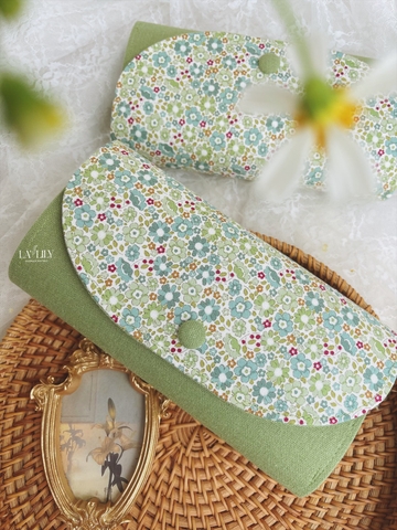 Ví dài Dạ Hoa Hoa nhí tone xanh