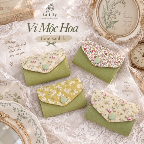 Ví nhỏ Mộc Hoa tone Xanh Lá